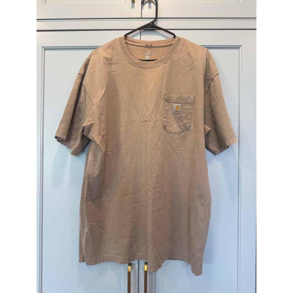Carhartt Mens XL K87 Workwear Pocket T-Shirt Tan Khaki Cotton Short Sleeve XL